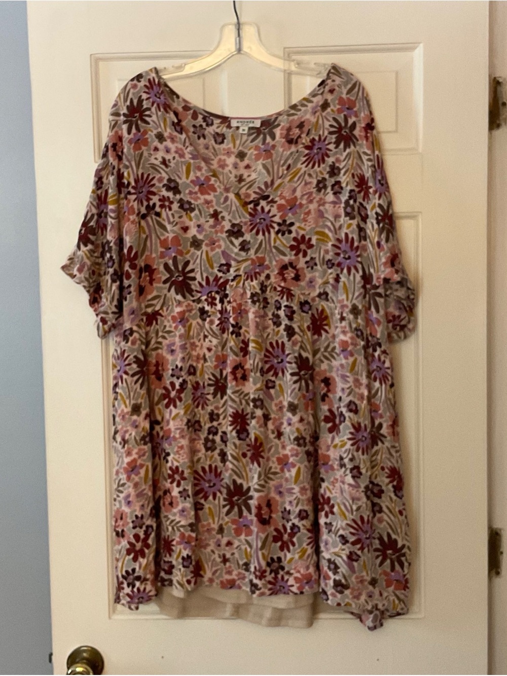 Andree By Unit Floral Babydoll Dress Plus Size 3X Boho Cottagecore Casual Cozy